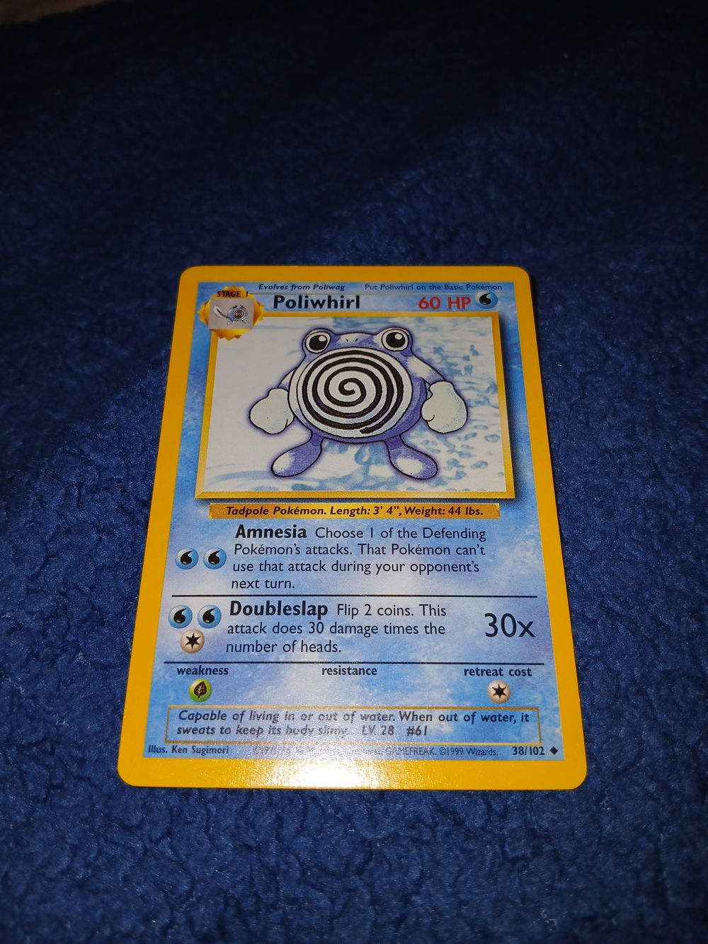 Pokemon Poliwhirl Card - Blue and Yellow
